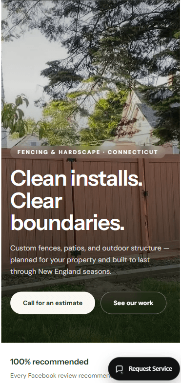 Contractor website with a branded chat button